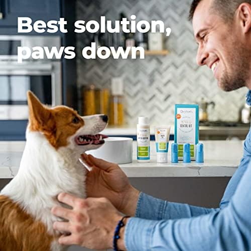 Oxyfresh Premium pet Dental Kit For Dogs & amp; Cats-jednostavno rješenje za pet Fresh Breath ,Clean Teeth, Control plak & Tartar-Vet formulirana pasta za zube za kućne ljubimce, 4oz + aditiv za vodu, 16oz Kit