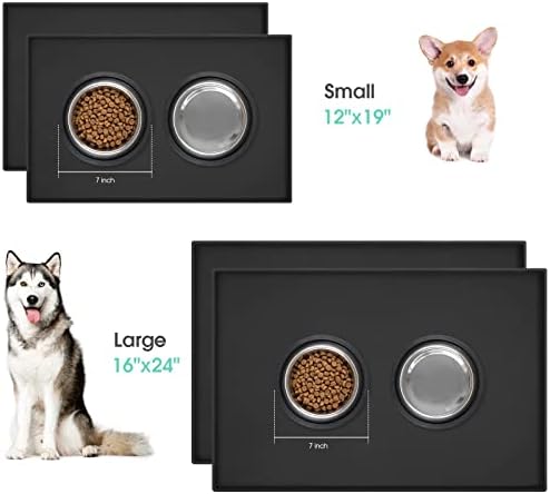 HOMEIDEAS 2 paket set prostirki za pseću hranu-l Crna silikonska prostirka za hranjenje kućnih
