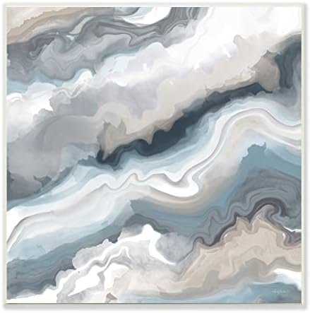 Stupell Industries Abstract flowing Blue White Ahate Rock Illustration,dizajn Angela Bawden
