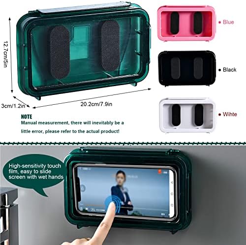 SRHMYWGY držač za tuš Telefon vodootporna futrola za tuš Telefon protiv magle visoko osjetljivi dodirni ekran zidni držač telefona za tuš kadu kuhinja kompatibilan sa 6,8 mobilnim telefonima