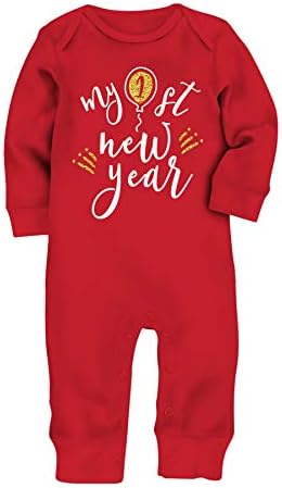 Amberetech Moja prva nova godina odjeća za bebe Tumcerd za bebe Jednodijev za djecu sa jednim komadima crvene robe