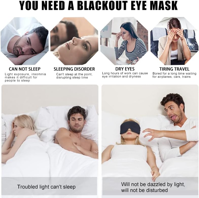 Maske za spavanje za muškarce - izdržljivi pamučni san maska ​​za mirovanje mekano prozračno