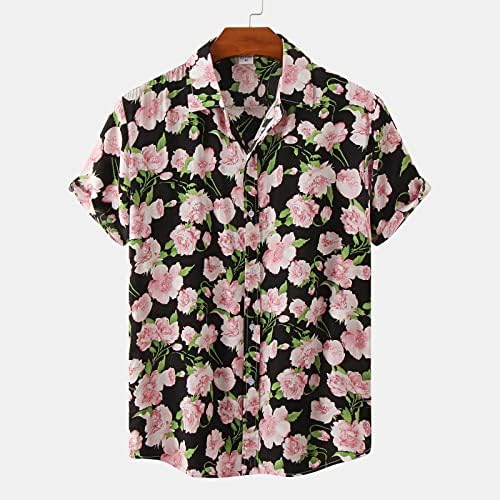 Muška povremena havajska majica s kratkim rukavima za štampanje cvjetnog ljetnog casual gumba