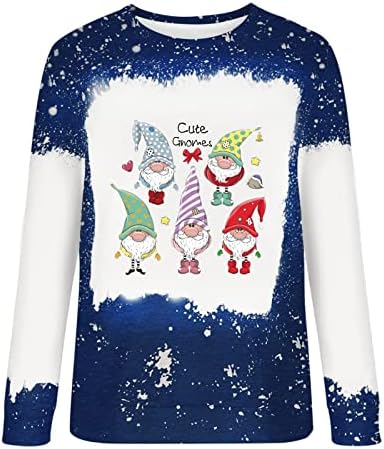 Božićne majice za žene slatke gnomi jelene grafike dugih rukava Raglan tees casual modne xmas dukseve