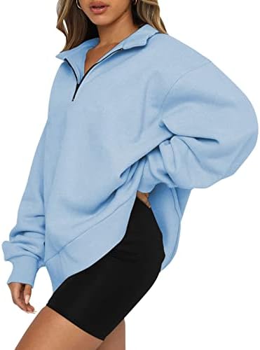 Kuileya Womens prevelizirani polu-zip pulover dugih rukava dugih rukava na dukseru sa duksevima