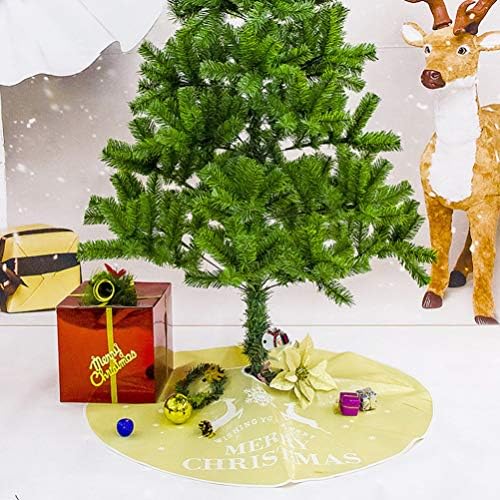 AMOSFUN zimske prostirke božićne suknje Sretan božićni jeleni otisnuto drvo pregače za božićno stablo baze 90cm zlatno okruglo prostirke
