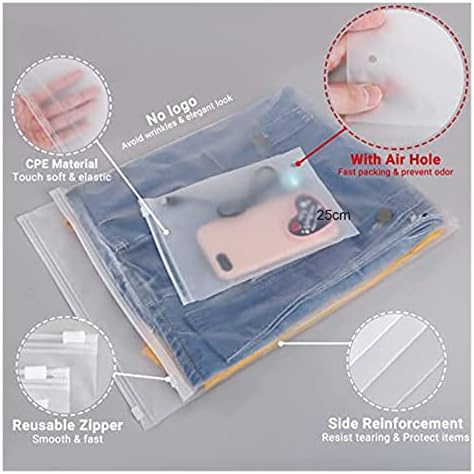 Ebizky 50pcs Matte Clear Plastična paketa Obuća za obuću za pohranu Vodootporni patentni zatvarač