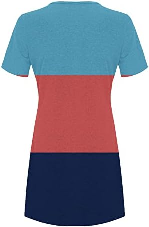 Smidow Womens 2023 Ljetna casual majica haljine trendi blok u boji kratki rukav Crewneck Labava