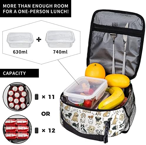 MIHAIN Cute Doodle Dog prenosiva torba za ručak izolovana kutija za ručak višekratna hladnjača za žene muškarci