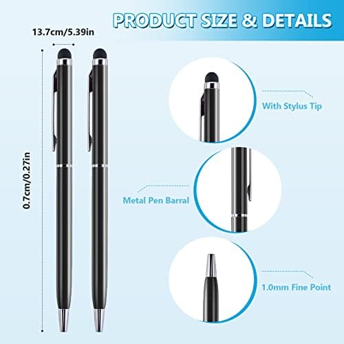 Giantree Ballpoint olovke sa savjetima sa stilusom, 5pcs 1,0mm metalna crna tinte olovke za olovke za ekrane na dodir 2 u 1 Stylus Ballpoint olovke za svakodnevno radno mjesto za pisanje pribora za svakodnevne usluge
