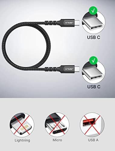 JSAUX 3-pack USB C do USB C kabl [10FT / 6,6ft / 3,3ft] TIP CURG CORD CORD CORD COMPLIMGE 60W kompatibilan sa