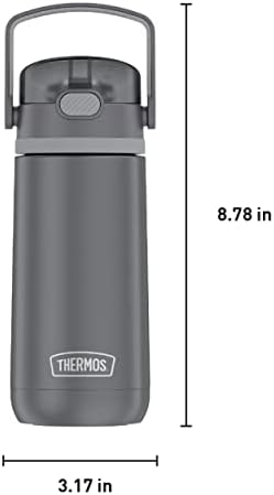 Thermos Funteer 14 unce nehrđajući čelik Vakuum izolirana dječja boca sa slamom s slamom, sivom bocom