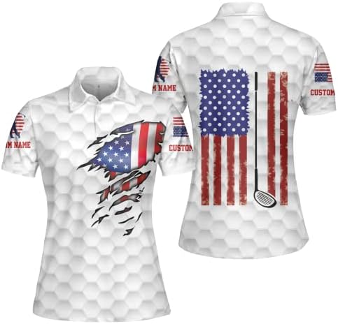 Personalizirano smiješno golf polo majica za muškarce ponosna golf američka zastava polo majica, 3D muški