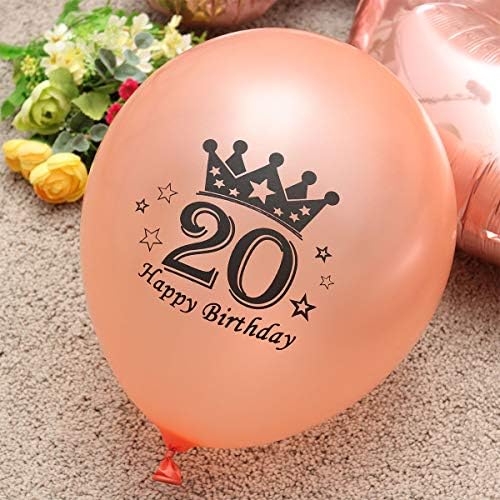 12pcs u 1 setu Ruža Golden broj 20 Aluminijumske folije Balloni Confetti Balloons Set Rođendan Tip