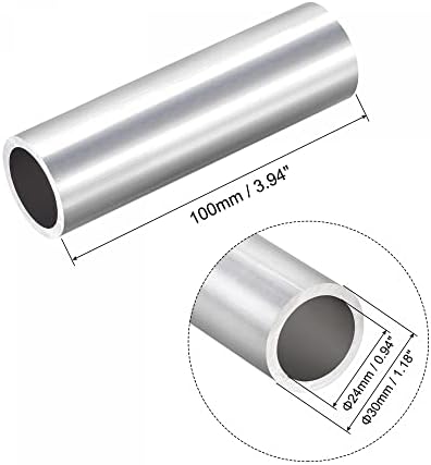 Uxcell 6063 aluminijumska okrugla cijev 30mm od 24mm unutarnji dia 100mm Dužina cijevi cijevi