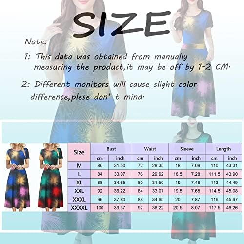 Kulywon Women Maxi haljina Ljetna kratkih rukava 3D grafička dugačka haljina cvjetna print High struk casual