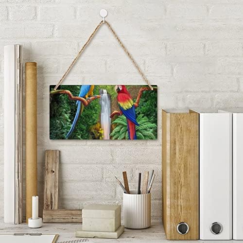 Tropički papagaji Drveni znak personalizirana drvena ploča Zidna umjetnost sa užadima za kućni uredski dekor