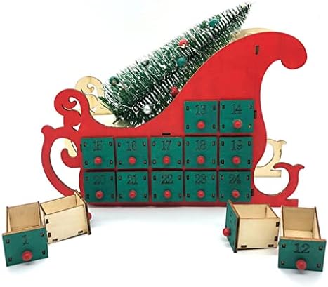 Gfdfd drveni 24 odbrojavanje Božić Kalendar sanke Tree House Advent kalendari sa LED svjetlo ukras ukrasi