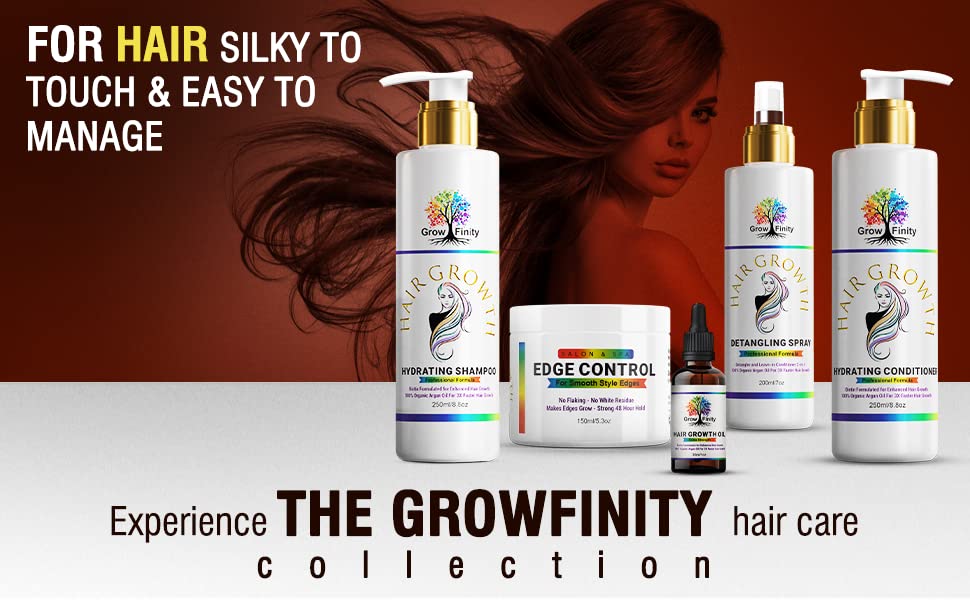 Growfinity Combo Set | hidratantni šampon i regenerator za rast kose / biotin i arganovo ulje infuzirano za 3x