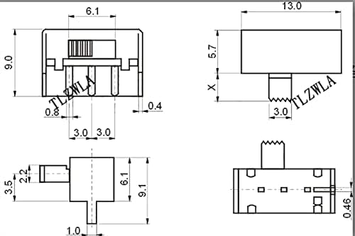 BOXIFA MICRO prekidač 10pcs SK-12F14G4 2 Pozicija 1P2T PCB ugao ploče Horizontalni preklopni prekidač