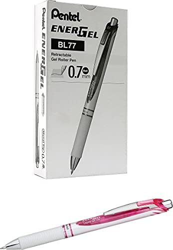 Pengel BL77PWP Energel RTX uvlačiva tekući gel olovka.7mm, bijela / ružičasta bačva, ružičasta mastila