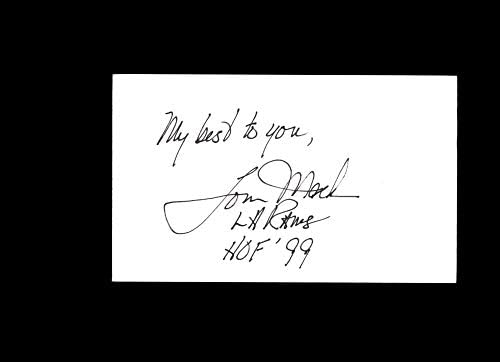 Tom Mack Ruka potpisala je 3x5 indeksna kartica Autograph NFL Hof Los Angeles Rams