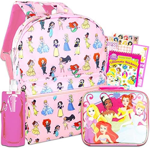 Disney Bundle Princess ruksak sa kutijom za ručak za djevojčice djecu-16 princeza ruksak, Disney princeza