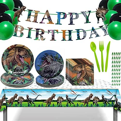 154kom Dinosaur Birthday Party Supplies - set ukrasa za Dinosaur Party uključujući Banner balone