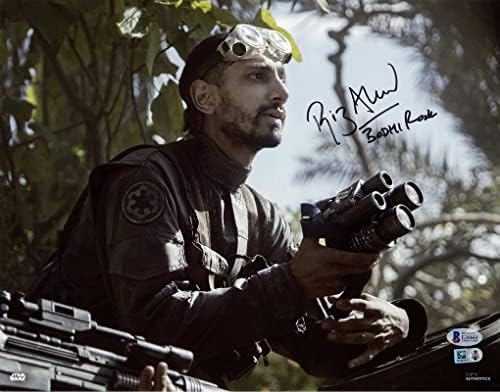 RIZ AHMED potpisao 11x14 PHOTO + BODHI ROOK ROGUE Jedan Star WARS RARE BECKETT BAS