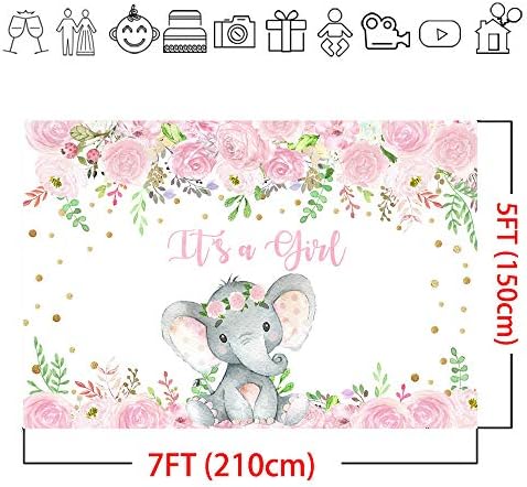 Mocsicka to je djevojka Slon pozadina Pink Floral Elephant Baby tuš dekoracije Photo Booth pozadine djevojka