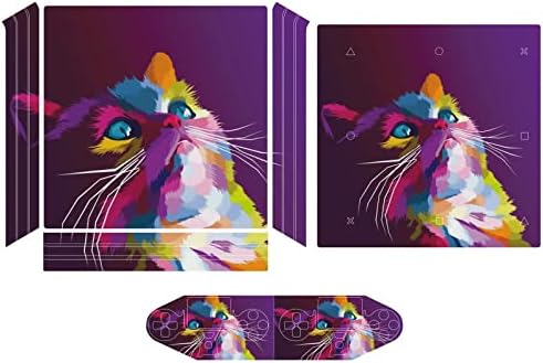 Šareni Cat Pop Art Portret PVC ljepljiva naljepnica za zaštitu kože za PS4 PRO / PS4 tanak kontroler