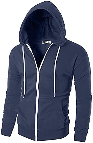 Saxigol zip up hoodie, tanki dugi rukav sa kapuljačom sa kapuljačom sa patentnim zatvaračem Casual Plain Slim