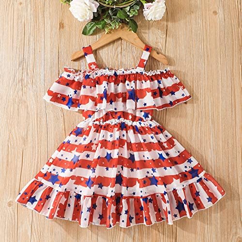 Novorođena djevojka haljina Toddler djevojke bez rukava Dan nezavisnosti prugasta štampana haljina