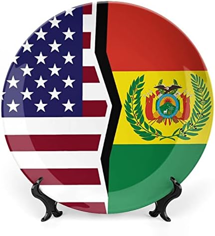 Američka i Bolivija zastava za zastavu ukrasna ploča okrugla keramička ploča koštana ploča sa zaslonom