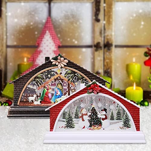 Božić Kuća Jasle Snijeg Kuća Dekoracija Noć Svjetlo Home Decoration Rekviziti Božić Poklon Snaga Ornament