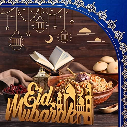 2 komada Ramazan Mubarak Drvo znak Eid Mubarak drveni stol dekor Ramazan drveni pismo znak Moon