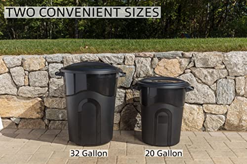 United Solutions 20 galon okrugli spremnik za otpad, crni, jednostavan za prevoz smeće može sa čvrstim konstrukcijama, ručkama prolaza i priključivo klikni zaključavanje poklopca, unutarnje ili vanjske upotrebe, 2-pakovanje,