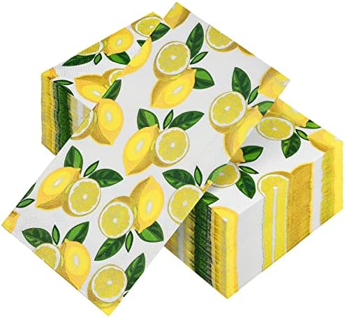 ANECO 60 pakovanje limun gost salvete ukrasni žuti citrusni salvete za voće 3 slojne večere na salvete