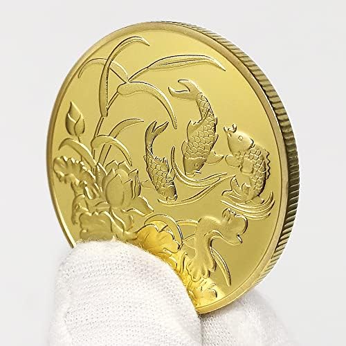 Zlatni sretni novčić Sa Koi ribom i dizajnom cvijeta lotosa-alat za grebanje srećki