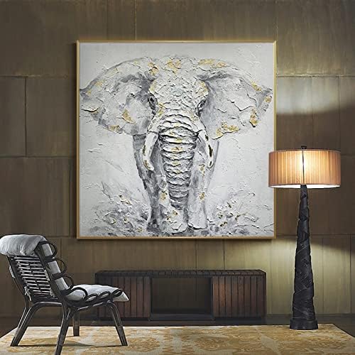 Ručno oslikano životinjsko umetničko ulje-velika apstraktna zlatna folija sa teksturom slona