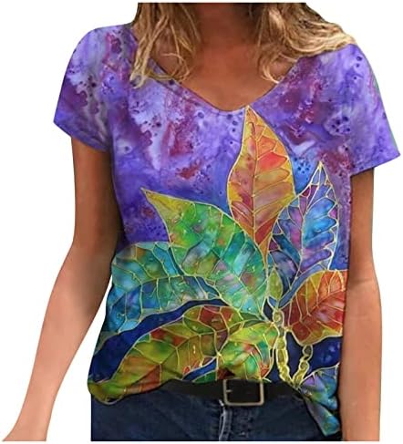 Majica blube za teen djevojke jesen ljeto kratki rukav 2023 odjeća V vrat pamuk grafički majica 1h 1h