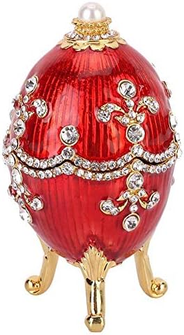 HEEPDD ručno obojena emajlirana Faberge jaja sjajna s Uskršnja kutija za sitnice za ogrlicu narukvica prsten Kućni Desktop dekor pokloni Uskrs kolekcionarski