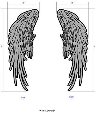 Srebrni anđeoski krila patch 14 | Reflektirajuće vezeno gvožđe na 1 par velikim stražnjim flasterom
