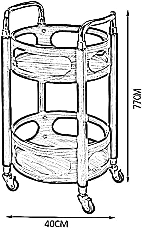 HTLLT stalak za odlaganje kuhinjska kolica Island trolejbus kolica od punog drveta kolica za posluživanje 2-polica kolica za kolica Guard Rail Storage kolica univerzalni točkovi komercijalni, B, 40 x 77 cm