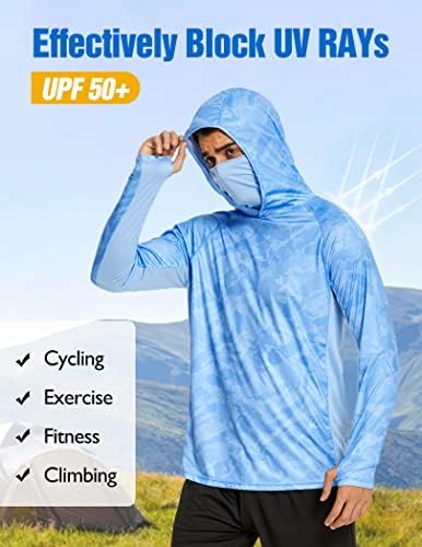 Muška upf 50+ majica za zaštitu od sunca sa maskom hladnom kapuljačom HOIDE SUHE SPF Camo dugih rukava za