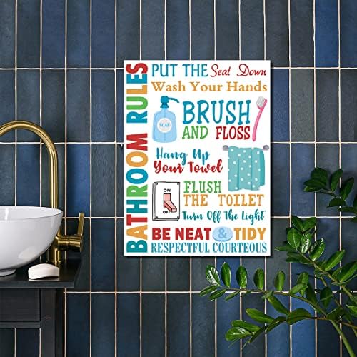 HLNIUC šareni dečiji dekor za kupatilo umetnički printovi, pravila kupatila zidna umetnička kupaonica