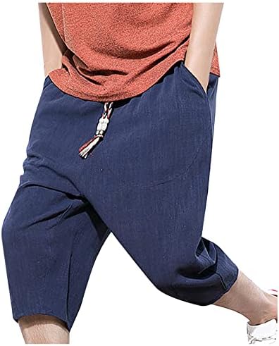 Hlače Muškarci Muške povremene pune boje pamučne posteljine lagane udobne casual kratke hlače
