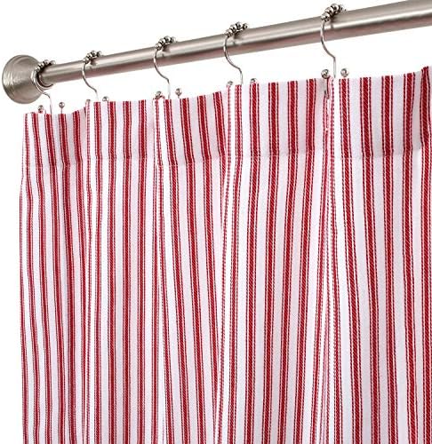 CACKLEBERRY HOME Crvena i bijela Tkanina Stripeta Tkanina od pamučne tuširane zavjese 72 inča