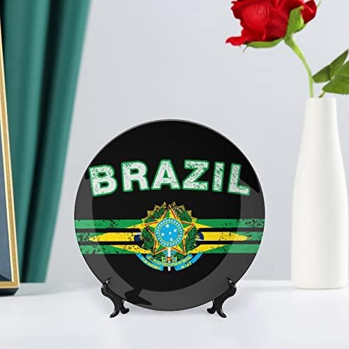 Brazilska zastava smiješne kosti Kina Dekorativna ploča okrugla keramičke ploče zanat sa postoljem za prikaz