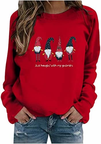 Ženski božićni duks slatki santa claus grafički dugi rukav Raglan okrugli vrat pulover duksera Xmas bluza